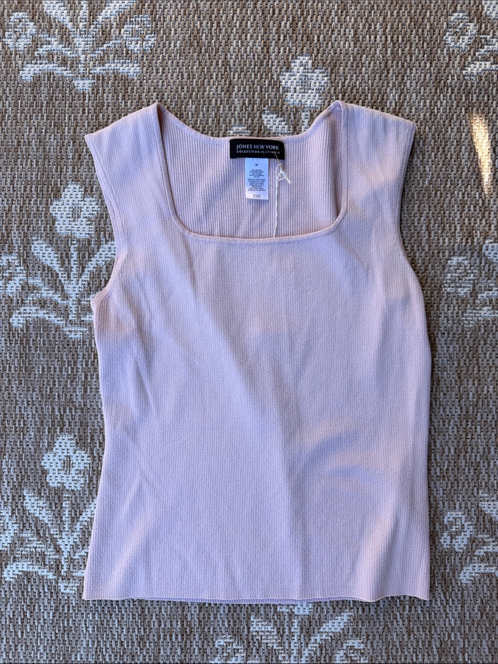 Jones New York Light Pink Square-Neck Tank Top
